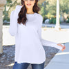 Round Neck Long Sleeve T-Shirt - White