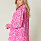 DOUBLE TAKE Full Size Printed Smocked Long Sleeve Blouse at Bella Road