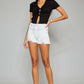 KANCAN Full Size High Rise Frayed Hem Denim Shorts at Bella Road