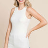 Ribbed Round Neck Tank | Full Size - Ecru Cream