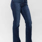 Frayed Hem Bootcut Jeans by Judy Blue Jeans displaying trendy, stylish denim with a flattering fit.