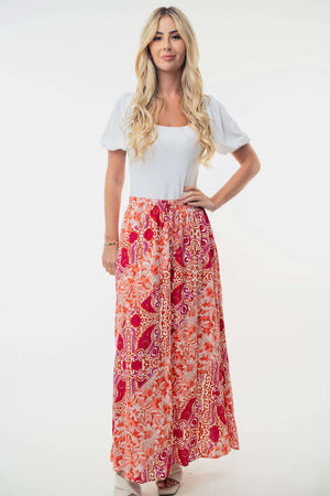 Full Size High Waisted Floral Woven Skirt