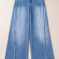 Bella Road Raw Hem Wide Leg Jeans with Pockets, slightly stretchy denim, fun and fashionable raw hem design