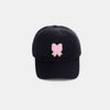 Ribbon Bow Chenille Patch Baseball Cap - Black