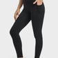 Black Millennia V-Waist Yoga Leggings with pockets, perfect for yoga and workouts, showcasing a flattering fit and breathable material.