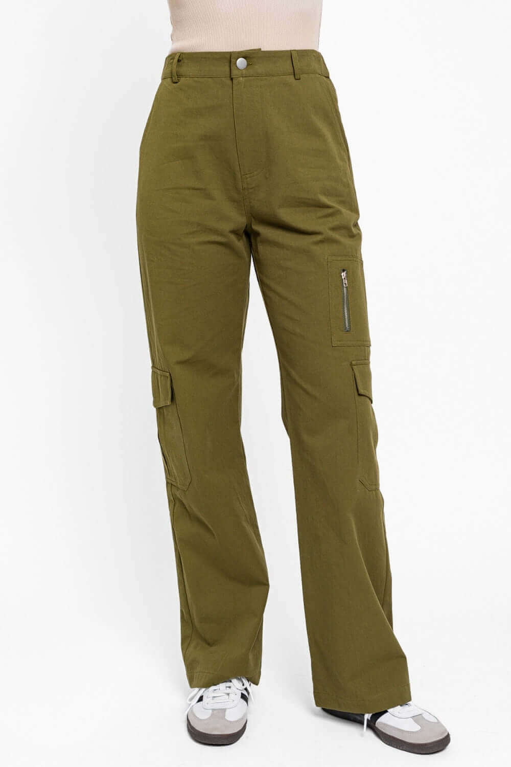 TASHA APPAREL High Waisted Wide Leg Cargo Pants with Pockets at Bella Road