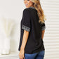 DOUBLE TAKE Embroidered Notched Neck Top at Bella Road