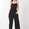 Pintuck Detail Woven Sleeveless Jumpsuit - BLACK