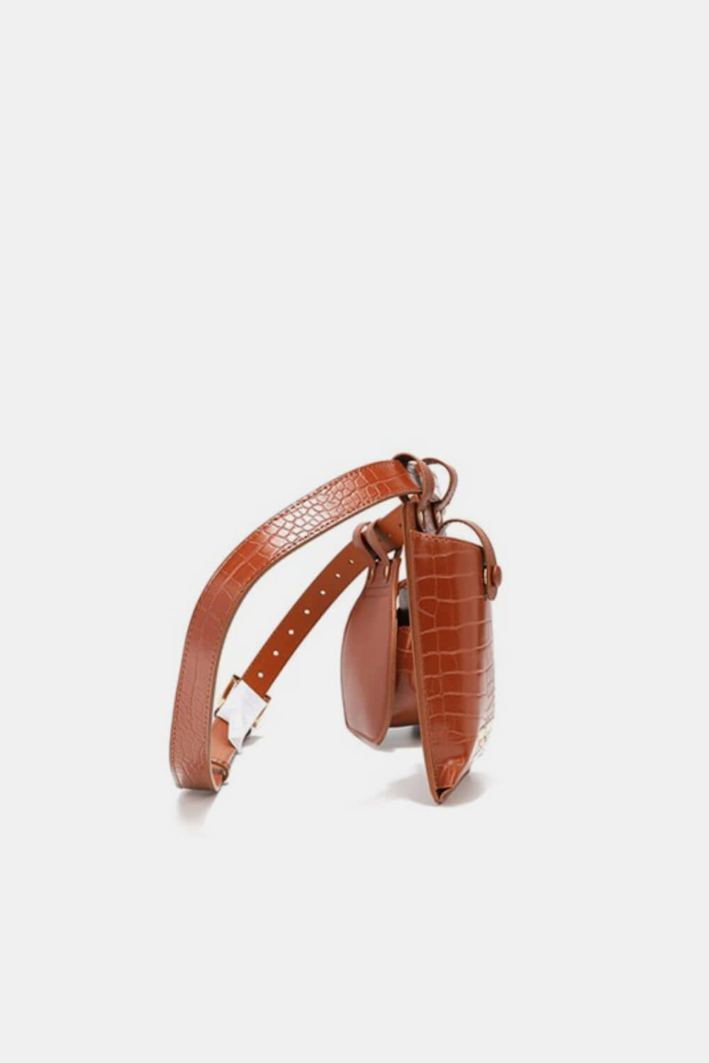 Nicole Lee USA 2 Piece Textured Vegan Leather Belt Bag with Removable Phone Case and Messenger Pouches in Croc Texture