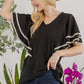 CELESTE Full Size V-Neck Lace Trim Flutter Sleeve Top at Bella Road