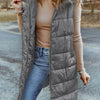 Bella Road Longline Hooded Sleeveless Puffer Vest - Charcoal