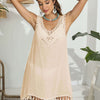 Tassel Scoop Neck Wide Strap Cover-Up - Sand