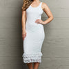 No Doubts Sleeveless Bodycon Ruffle Midi Dress - Off White