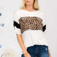 CELESTE Full Size Leopard Exposed Seam Short Sleeve T-Shirt at Bella Road