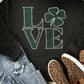 Bella Road LOVE Rhinestone Clover sweatshirt styled with distressed jeans and trendy leopard print sneakers.