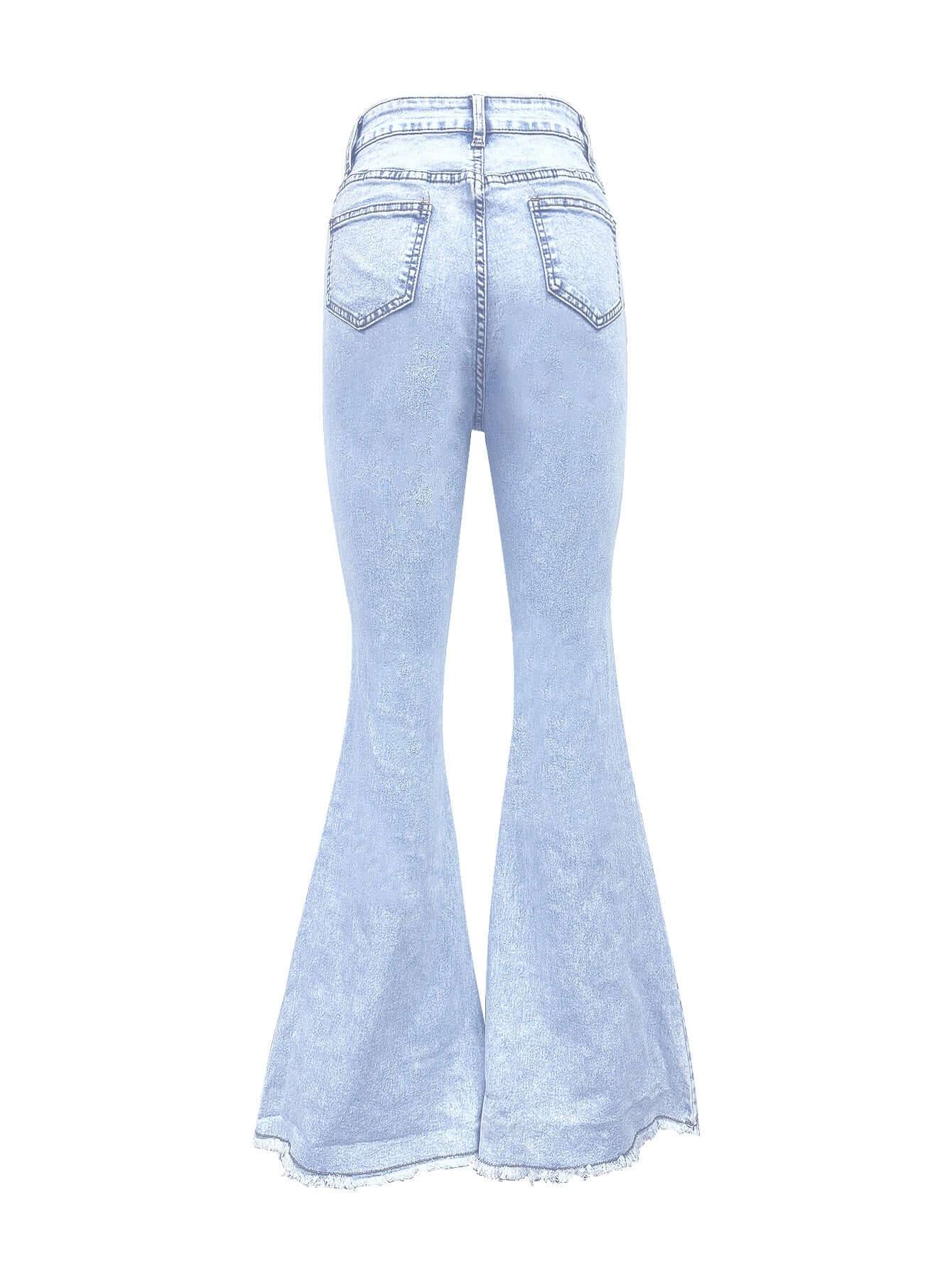 Back view of Bella Road Denim Pearl Trim Bootcut Jeans featuring a light wash and stylish pocket design.