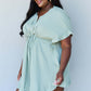 Out Of Time Full Size Ruffle Hem Dress with Drawstring Waistband in Light Sage