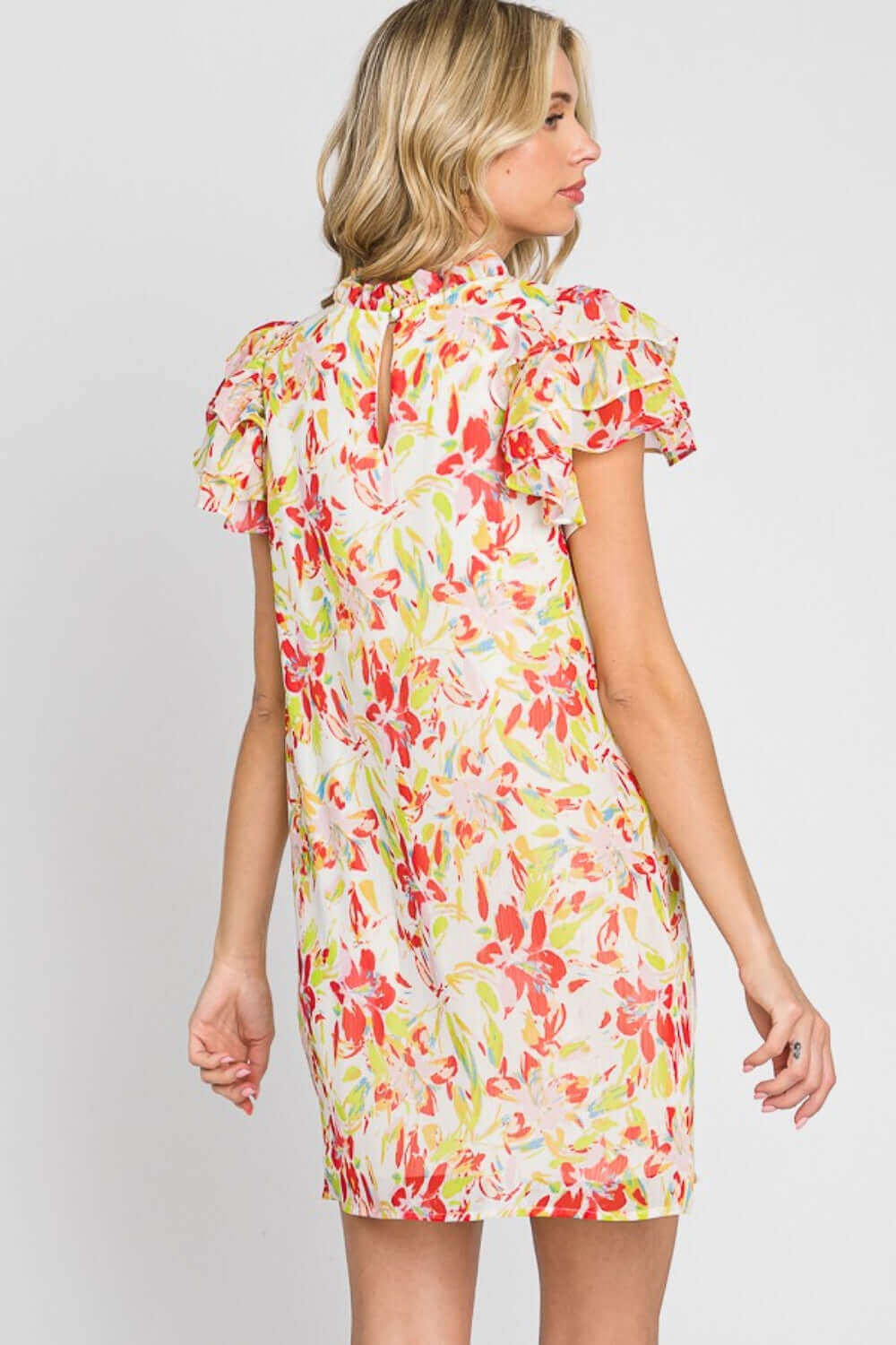 GEEGEE Floral Short Sleeve Mini Dress at Bella Road