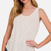 Curved Hem Round Neck Tank - Ivory