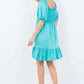 CELESTE Full Size Ruffle Hem Short Sleeve Smocked Dress at Bella Road