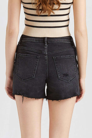 BAYEAS Stepped Waist Raw Hem Denim Shorts at Bella Road