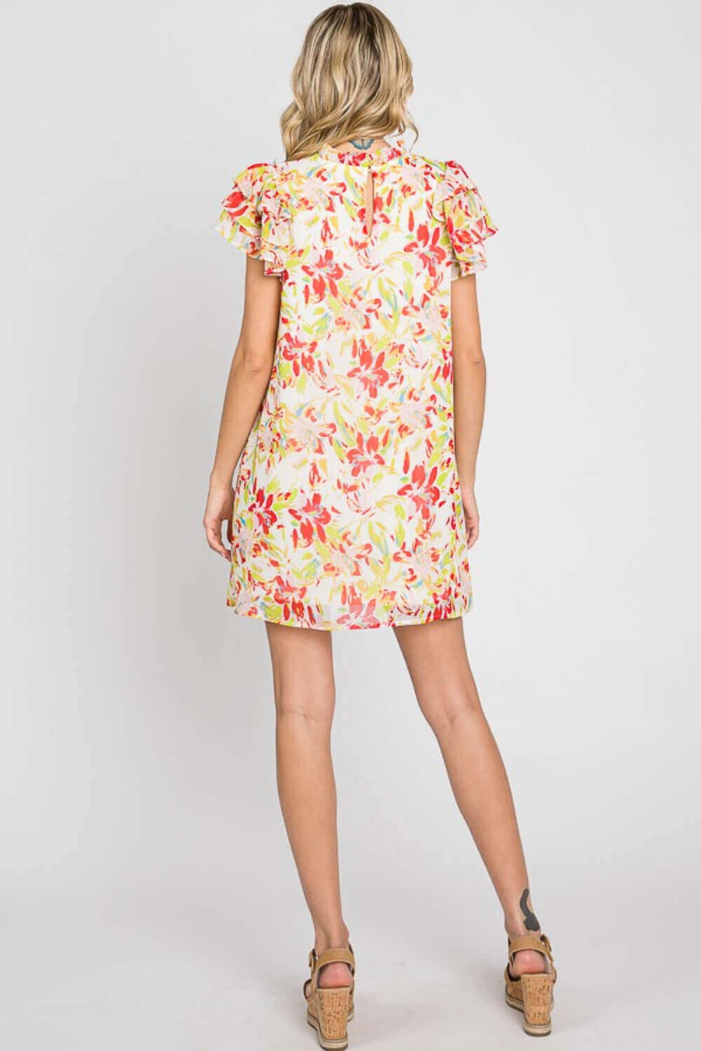 GEEGEE Floral Short Sleeve Mini Dress at Bella Road