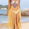 Fringe Spaghetti Strap Cover-Up - Mustard