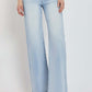 RISEN Full Size Wide Leg V Dipped Front Waist Jeans in light blue, featuring a modern V-dipped front and relaxed fit.