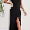 Backless Tassel Surplice Spaghetti Strap Cover Up Dress - Black