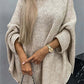 Cozy Bella Road batwing sleeve sweater with round neck in beige, perfect for stylish warmth and comfort.