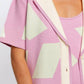 TASHA APPAREL Abstract Contrast Short Sleeve Collared Cardigan at Bella Road