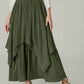 Stylish army green Bella Road smocked waist band ruched layered skirt perfect for any fashionista's wardrobe upgrade.