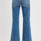 Back view of RISEN Raw Hem Ankle Bootcut Jeans showcasing a stylish and modern denim design.