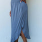 DOUBLJU Comfort Princess Full Size High Waist Scoop Hem Maxi Skirt in Dusty Blue at Bella Road