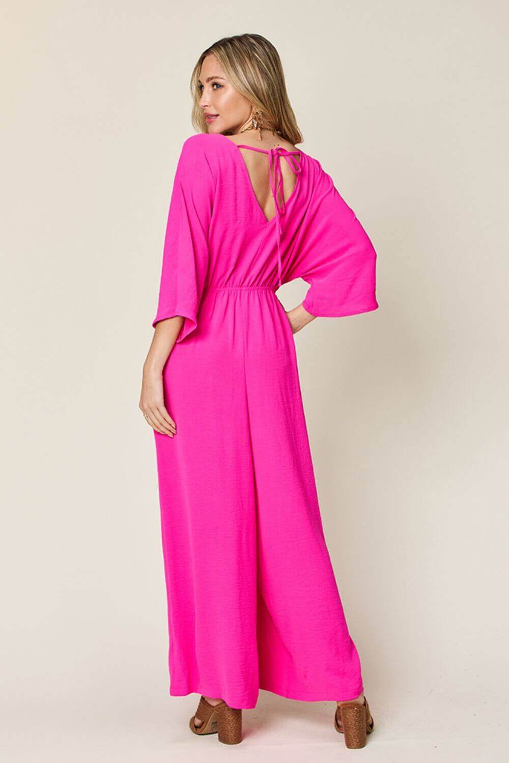 DOUBLE TAKE Full Size Half Sleeve Wide Leg Jumpsuit at Bella Road