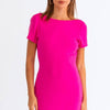 Short Sleeve Low Back Mini Dress - Hot Pink