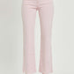 RISEN pink high-rise tummy control straight jeans with raw hem detail, basic style, pocketed, 98% cotton, no stretch.