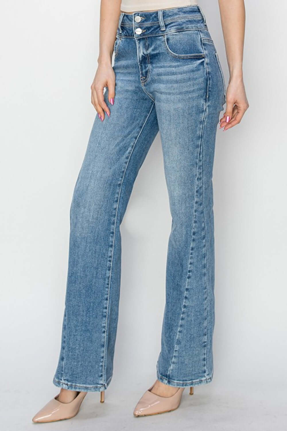 High Rise Ankle Straight Jeans by Risen Jeans featuring high-waisted straight-leg denim, exuding elegant charm and a sleek, stylish look.