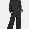 Zenana Round Neck Raglan Sleeve Top and Elastic Waist Pants Set - Black