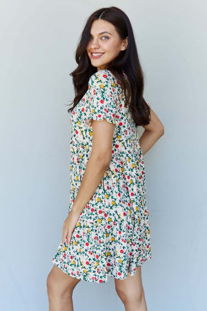 NINEXIS Follow Me Full Size V-Neck Ruffle Sleeve Floral Dress at Bella Road