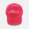 Washed ATLANTA Embroidered Baseball Cap - Atlanta Red