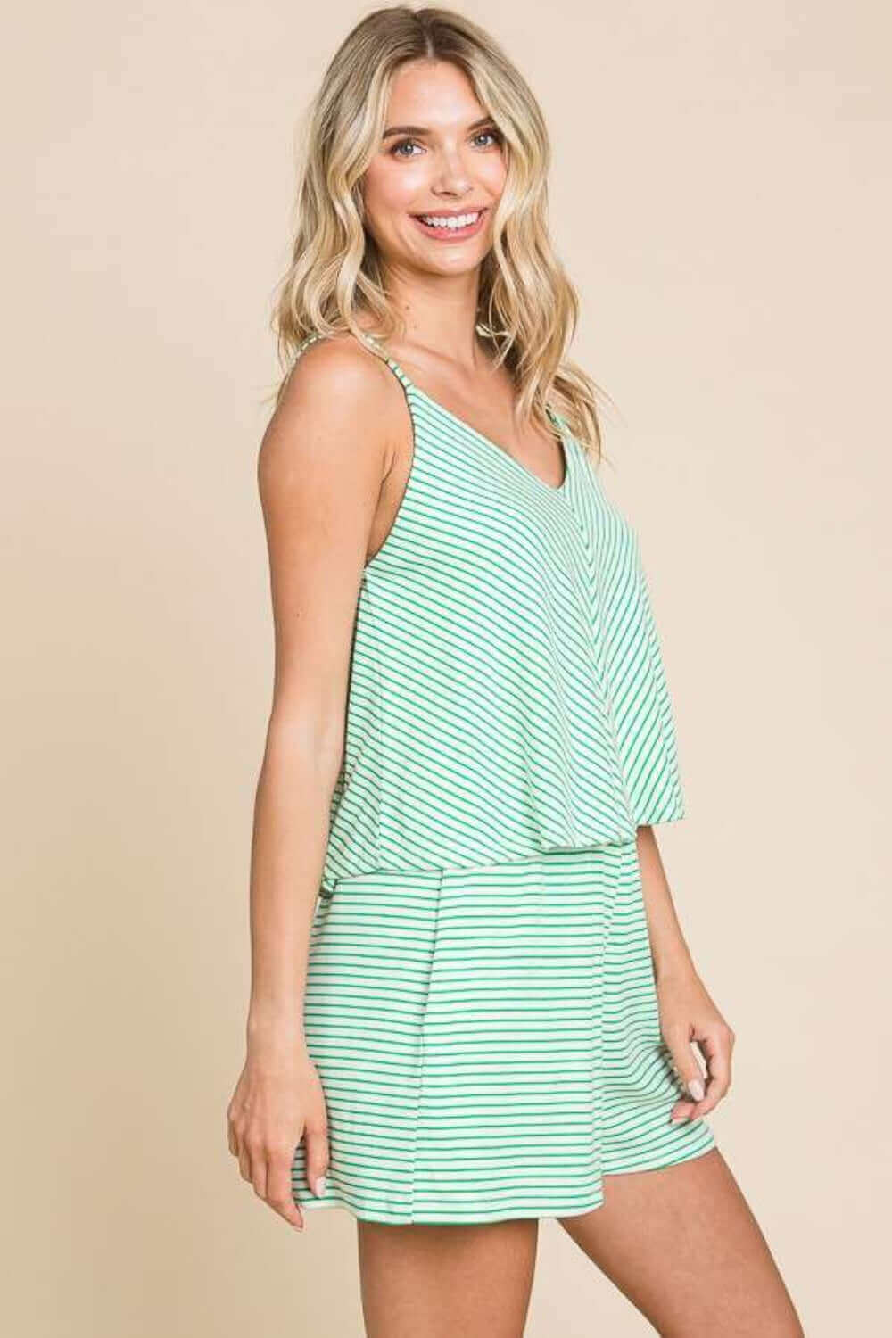 CULTURE CODE Full Size Double Flare Striped Romper at Bella Road