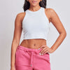 Drawstring Raw Hem Shorts | Full Size - Pink