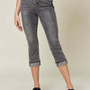 Judy Blue Button Fly High Waist Cuffed Capris | Petite - GRAY