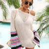 Rainbow Stripe Openwork Boat Neck Cover-Up - Cream