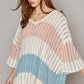 V-Neck Short Sleeve Stripe Weave Sweater