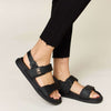 Velcro Double Strap Slingback Sandals - Black