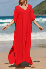 BELLA ROAD Slit V-Neck Half Sleeve Cover-Up at Bella Road