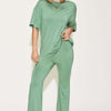 Bamboo Drop Shoulder T-Shirt and Flare Pants Set - Sage