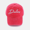 Washed DALLAS Embroidered Baseball Cap - Dallas Red